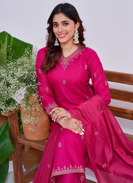 Rani Colour  Rayon With Embroidery Work Kurti With Pant Dupatta Aaradhna 1167 Suppliers In India